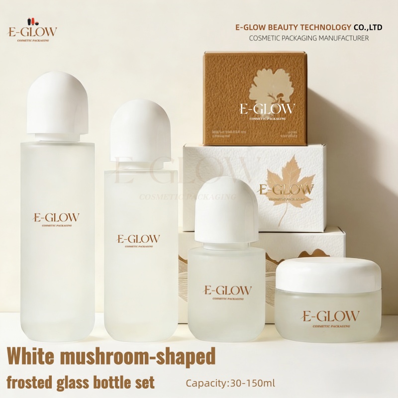 Luxury Skincare Packaging - 【ロゴカスタム】1個入りフロストガラス化粧品セット マットホワイトカバー 50g 100ml フェイスクリームジャー＆メイクアップローション/スプレーボトル