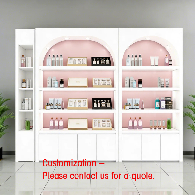 Luxury Skincare Shop - カスタムモダン高級スキンケアショップキャビネットディスプレイステンレス鋼LED照明耐久性高品質大型S