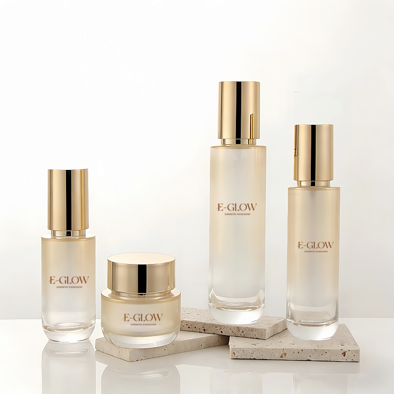 Luxury Skincare Packaging - 【ロゴカスタム】1個 グラデュアルゴールド 50g クリームガラスボトル 空の化粧品包装材料 100ml