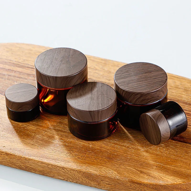 Luxury Skincare Packaging - 5/10/15/20/30/50/60/100 グラムダークタンクリームボトルガラス個別ボトルフェイスクリームアイクリームボックス空の容器詰め替えボトル