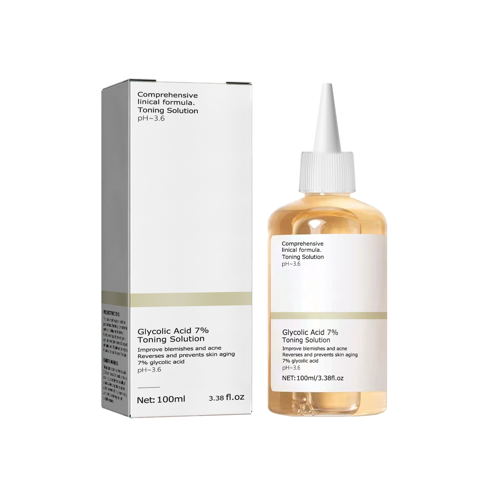 Luxury Skin Care - 100ml グリコール酸 7% トーニング ソリューション ニキビを除去し、肌に潤いを与える若返りローション