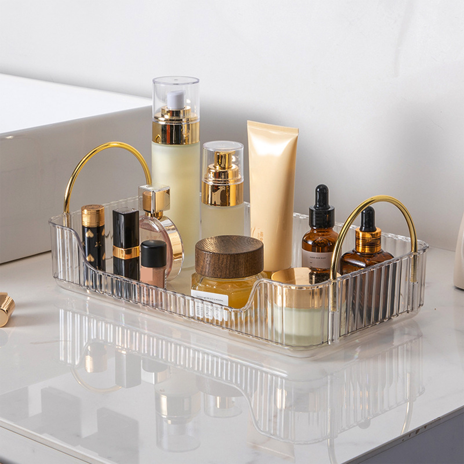 バスルームオーガナイザーラックライト高級アクリル収納ホルダー - Luxury Skincare Tray のレビューと価格