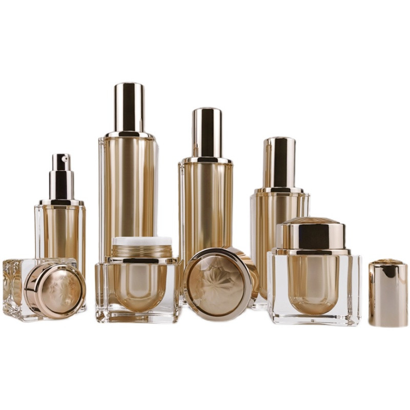 ゴールドアクリルクリームジャー,化粧品ボトル,ローション,高 - Luxury Skincare Packaging のレビューと価格