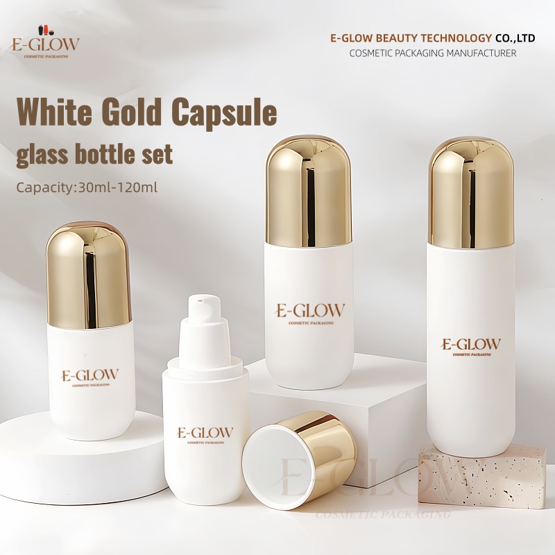 【ロゴカスタム】1個入り高級カプセル型丸型フロストホワイトガ - Luxury Skincare Packaging のレビューと価格