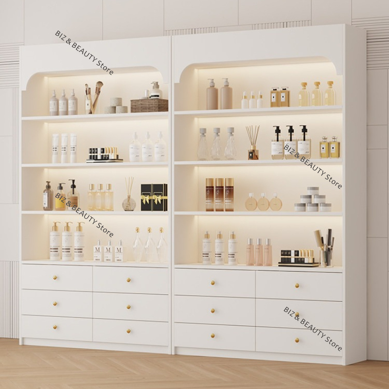 クリームスタイル美容サロン陳列棚カスタムライトラグジュアリー - Luxury Skincare Shop のレビューと価格