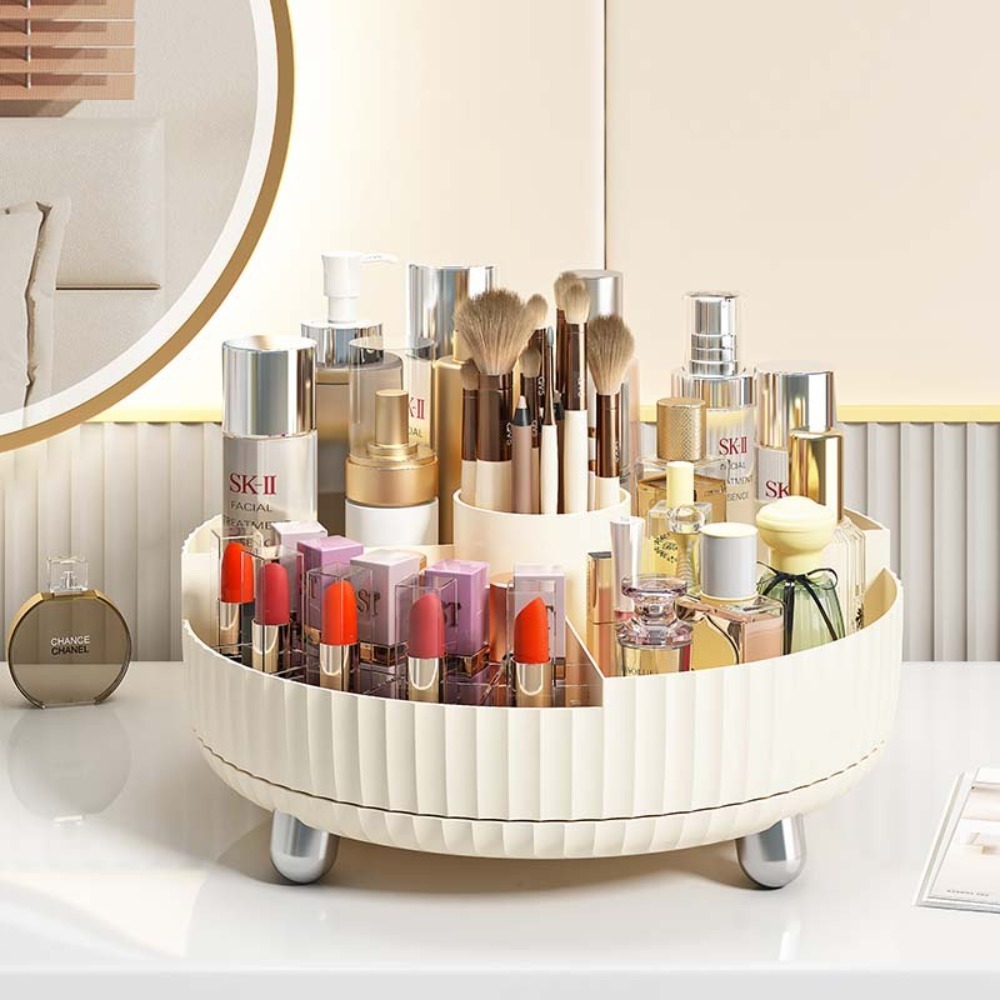 回転式高級化粧品収納ボックスデスクトップ大容量スキンケア棚ド - Luxury Skincare Tray のレビューと価格