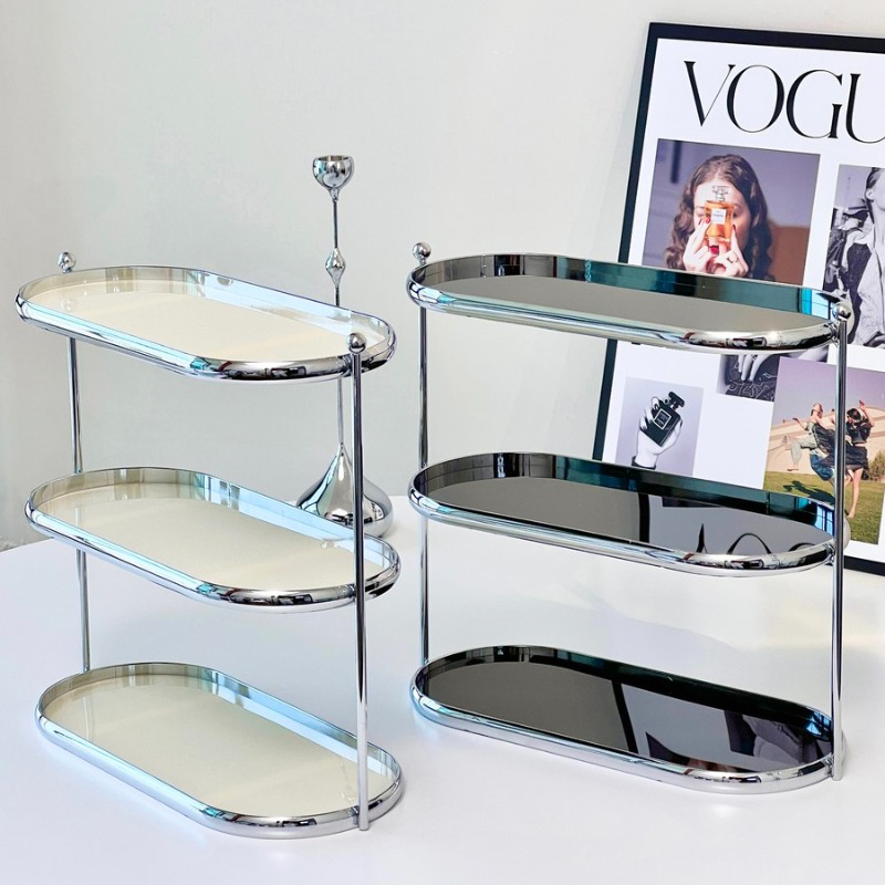 高級化粧品オーガナイザー洗面化粧台トレイ二重層メイクアップス - Luxury Skincare Tray のレビューと価格