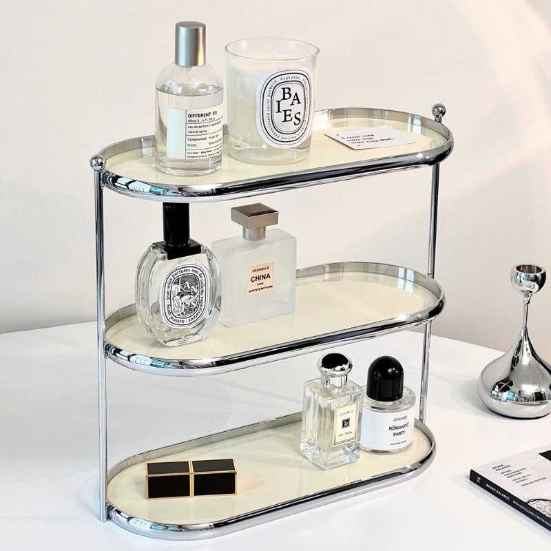 高級化粧品オーガナイザー洗面化粧台トレイ二重層メイクアップス - Luxury Skincare Tray のレビューと価格