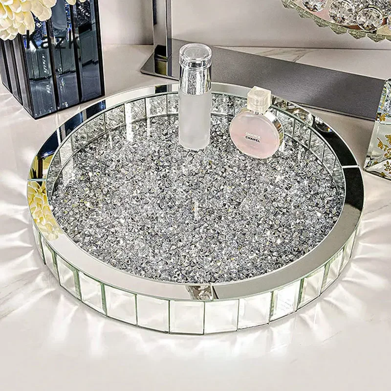 豪華なダイヤモンドインレイのガラス収納トレイ,装飾的なアクセ - Luxury Skincare Tray のレビューと価格