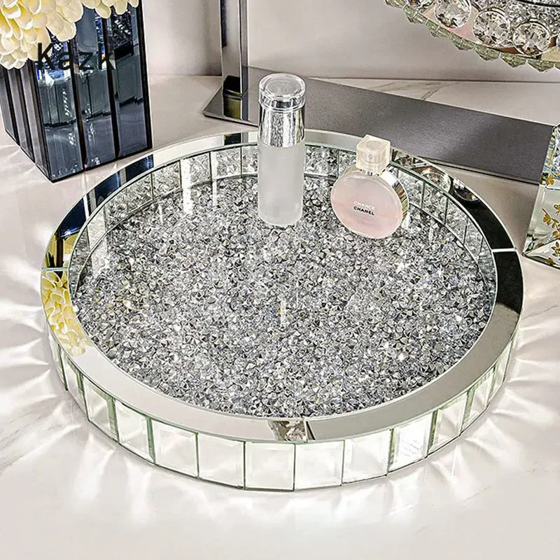 豪華なダイヤモンドインレイのガラス収納トレイ,装飾的なアクセ - Luxury Skincare Tray のレビューと価格