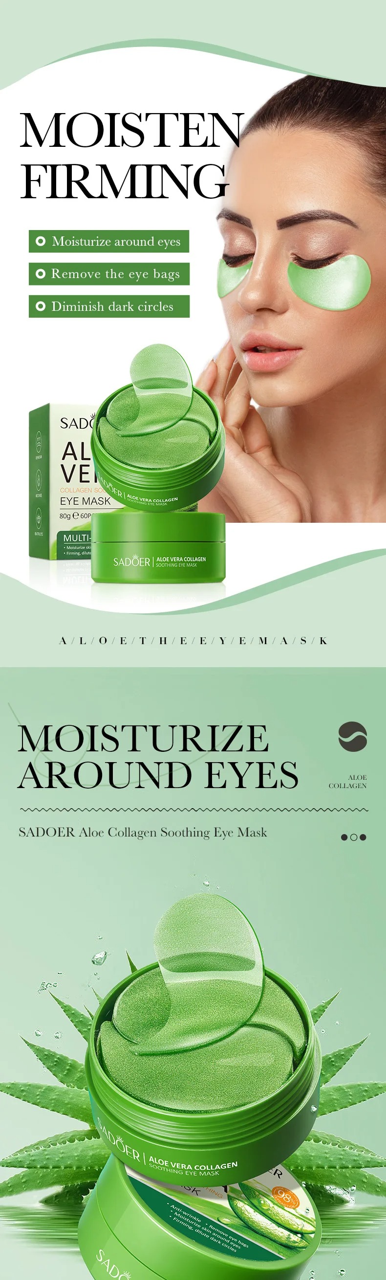 60 個アロエベラコラーゲンアイマスク抗くま目袋保湿抗しわア - Luxury Skin Care のレビューと価格
